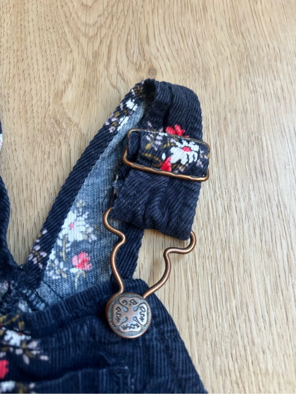 OshKosh B'gosh Navy Floral Button Legs Corduroy Baby Kids Overalls 24 months